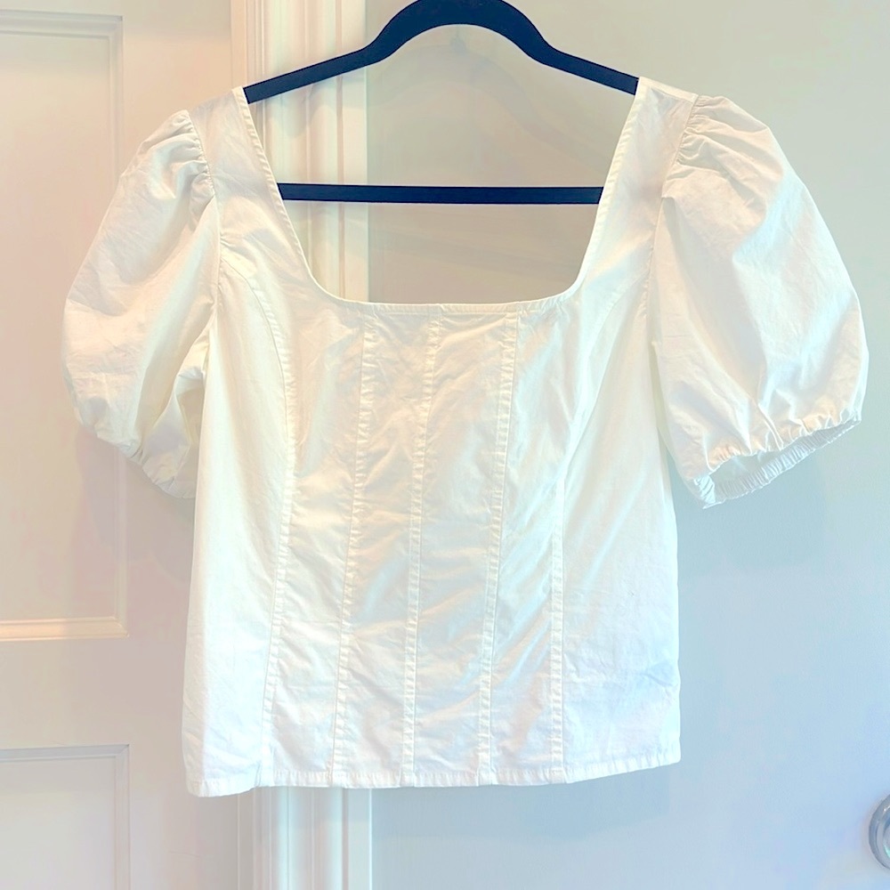 J.Crew white “corset” style crop top. Size 8.